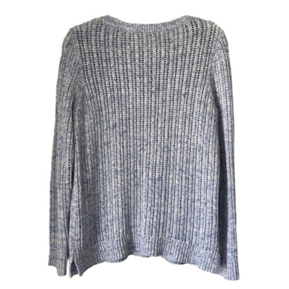 Talbots Women's Blue White Marled Knit Crew Neck Sweater Cotton Size Medium - Picture 4 of 5